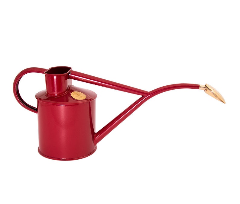 Haws Room Watering Can Burgundy Red with Brass Plant Sprayer in Gift Set The Rowley Ripple Two Pint Burgundy image 2