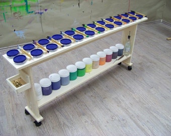 Palette table "The Little One", for judgment-free painting in the painting room, for 12 colors
