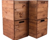 Beautiful wooden basket box in warm brown, suitable for Kallax Ikea, for storing school clothes toys, new, 37.5x32x32.5 cm