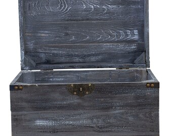 45x35x35cm Vintage M/öbel 24 GmbH 1x Moderne Holzkiste mit Deckel in Shabby schwarz zur Aufbewahrung von kleinem Spielzeug//Bastelutensilien neu