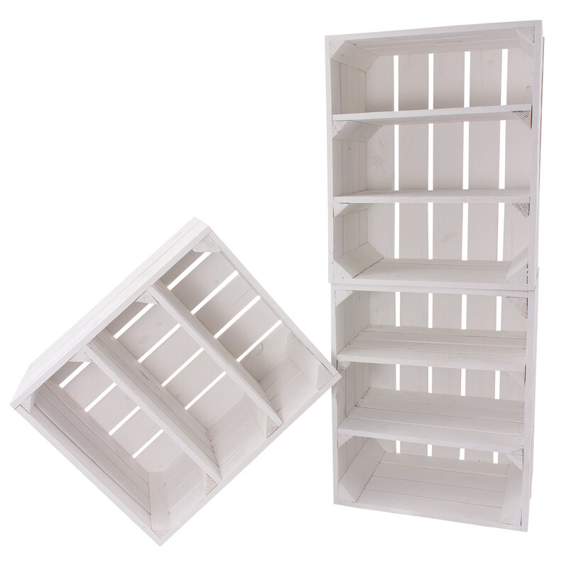 Simple White Wooden Box / Shelf Box With Two Middle Boards Etsy