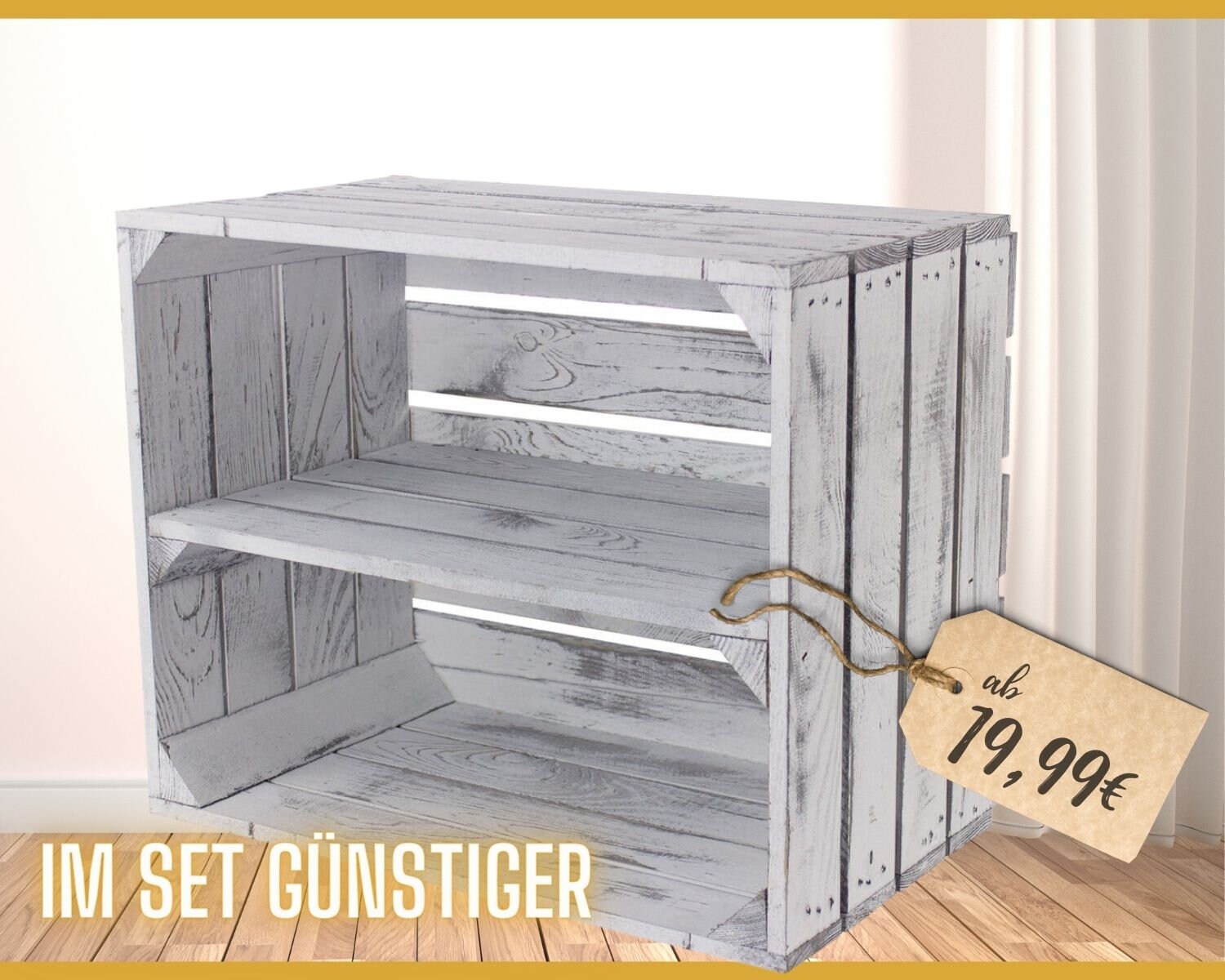 Wooden box in Shabby look with country house-style centerboard, new, …