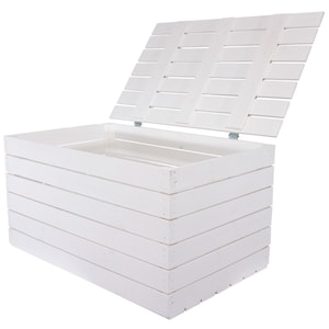 Schöne, große Spielzeugkiste mit Deckel in zeitlosem Weiß, für