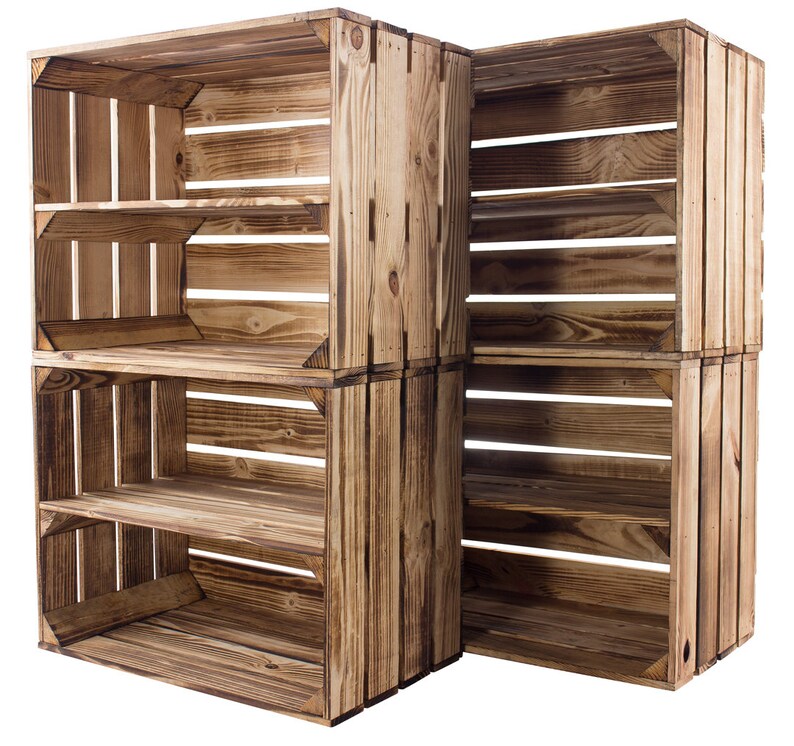 Moderne geflammte Regalkiste aus Holz braun neu ideal als | Etsy