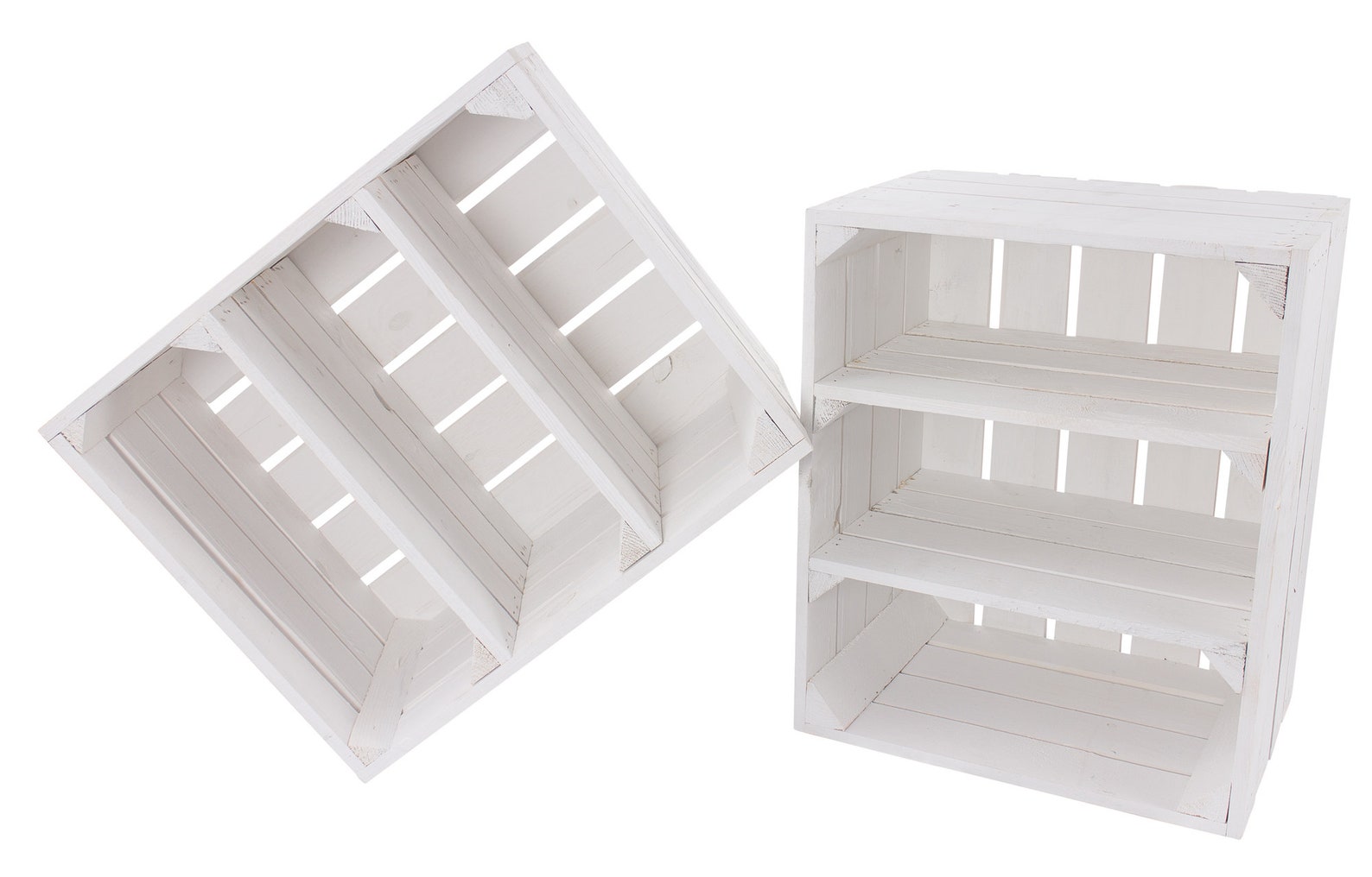 Simple White Wooden Box / Shelf Box With Two Middle Boards Etsy