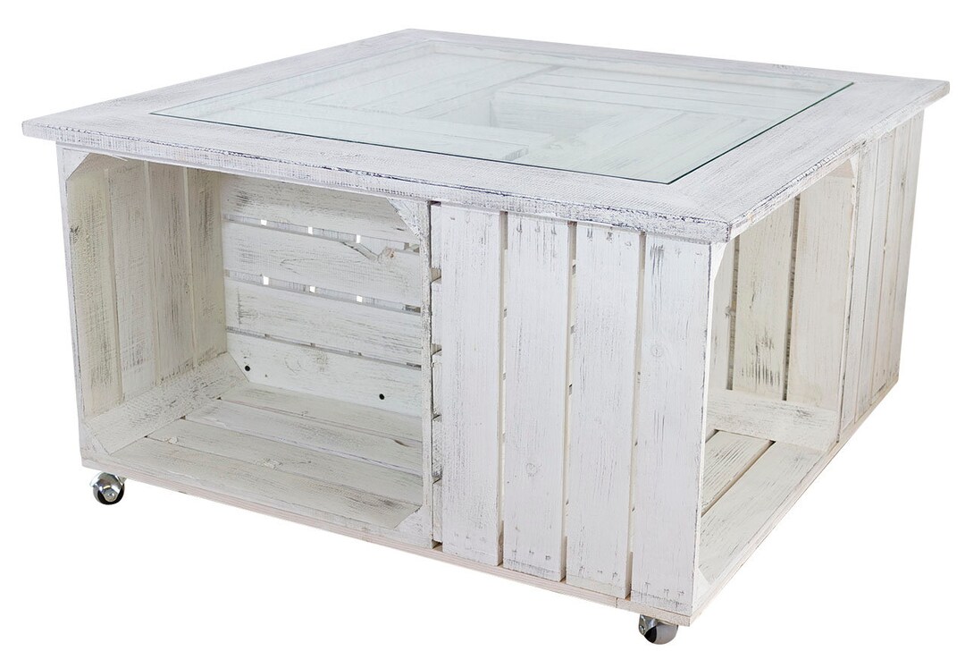 Elegant, Square Coffee Table Made of Four Fruit Boxes, With Glass Top ...