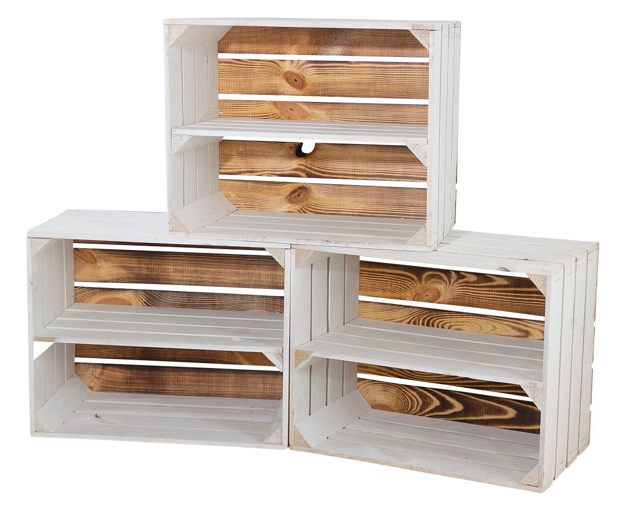 Stabile weiße Holzkiste / Schuhregal mit braunem Boden neu | Etsy