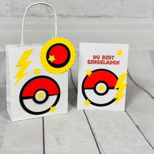 Gastgeschenk Einladungskarte Pokeball / Pokemon Pikashu goodie bags goodies birthday party happy birthday kids party invitation card