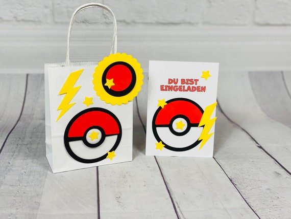 Gastgeschenk Einladungskarte Pokeball / Pokemon Pikashu goodie bags goodies birthday party happy birthday kids party invitation card