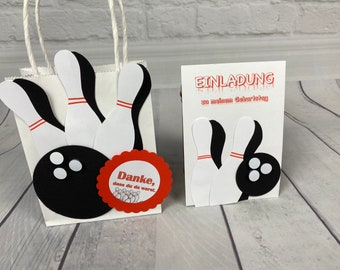 Mitgebseltüte & Einladungskarte set Bowling Bahngoodie bags goodies birthday party happy birthday Disney kids party invitation card