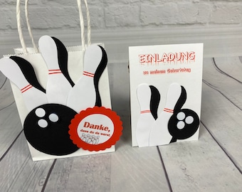 Bolsa de fiesta y tarjeta de invitación set bolera bolsas de golosinas fiesta de cumpleaños feliz cumpleaños Disney niños fiesta tarjeta de invitación