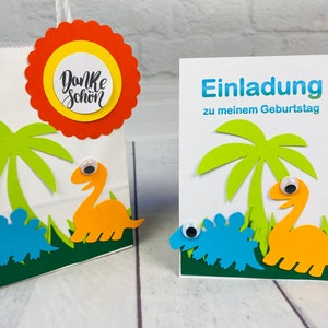 Party bags Favors Invitation cards Children's birthday party Dinosaur Dinos Dinoparty Boys Goodie Bags Goodiebag invitations card