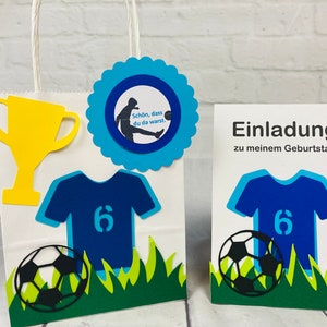 Mitgebseltüte Einladungskarte Fußball Soccer invitation card Kindergeburtstag Gastgeschenke Goodie Bag Card Birthday Party Fußballparty