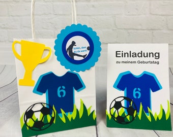 Mitgebseltüte Einladungskarte Fußball Soccer invitation card Kindergeburtstag Gastgeschenke Goodie Bag Card Birthday Party Fußballparty