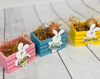 Wooden basket Easter basket - Mini Easter basket - Wooden box for Easter - Easter bunny surprise filled / unfilled Easter egg personalized desired name