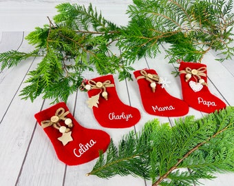 Santa Claus socks decoration Christmas personalized - Santa Claus stocking with name family table decoration / cutlery decoration