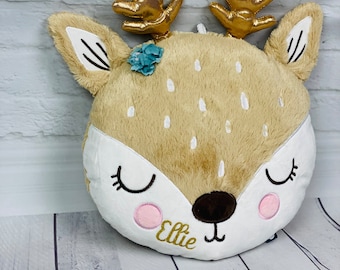 Deer pillow - children's room decoration - boho - pillow personalized with name - gift idea - birth, baby, birthday, Christmas plush