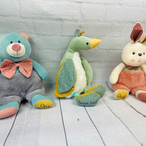 Stuffed animals in boho style / personalized cuddly toys duck, bear, rabbit super soft and cute as a gift idea for any occasion