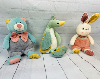 Soft toys in boho style / personalized cuddly toys duck, bear, rabbit super soft and cute as a gift idea for every occasion