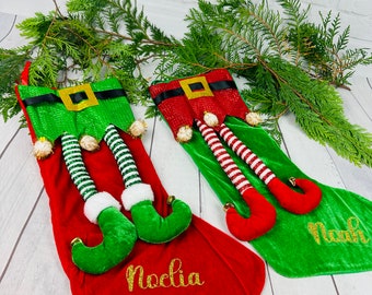 Gnome Santa stocking with desired name / personalized - ivory decoration - Gnome Christmas Santa sock with personalization