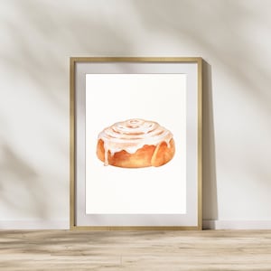 Watercolor Cinnamon Roll Print | Digital Download | Printable Art | Modern Kitchen Decor | Cafe Decor | Art Prints for Food Lovers