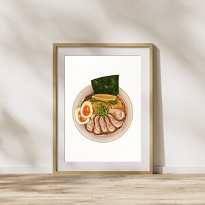 Watercolor Ramen Print | Digital Download | Printable Art | Modern Kitchen Decor | Cafe Decor | Art Prints for Food Lovers