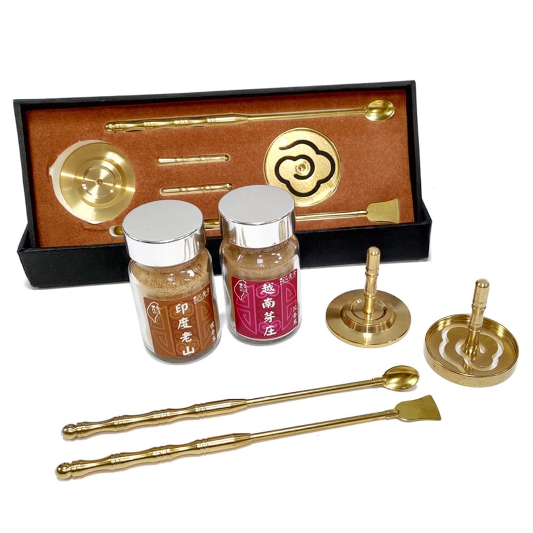 Shape Incense Powder Set Brass Tool Cloud Mold 2 Incense Powders Each