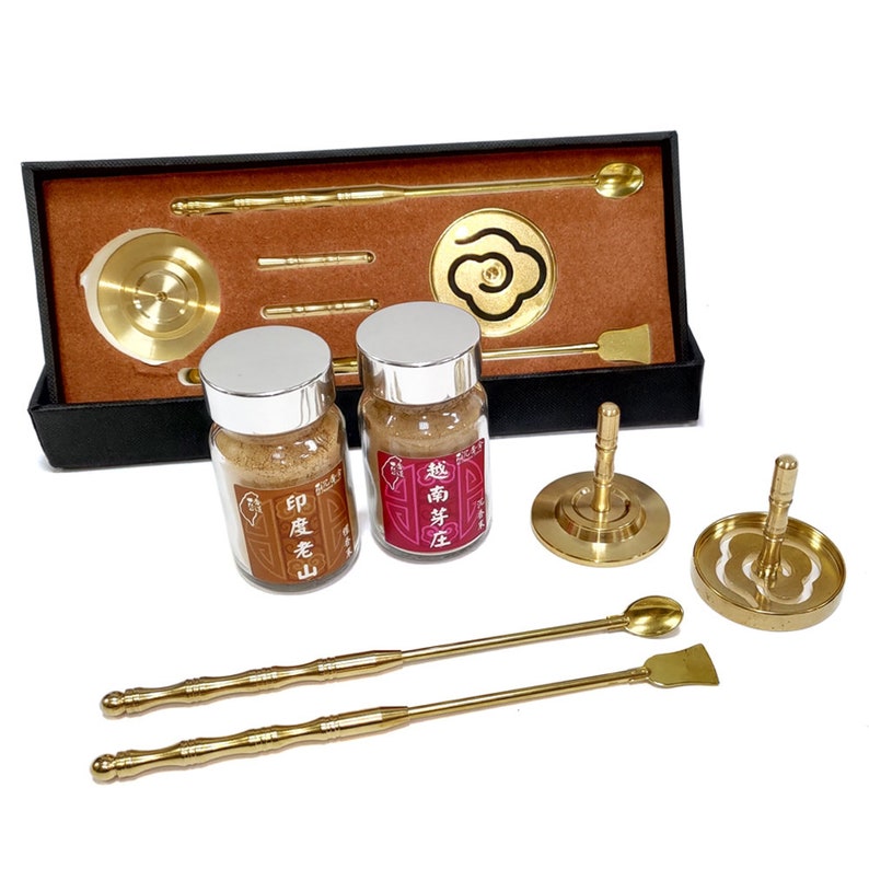 Shape Incense Powder Set Brass Tool Cloud Mold 2 Incense Powders Each