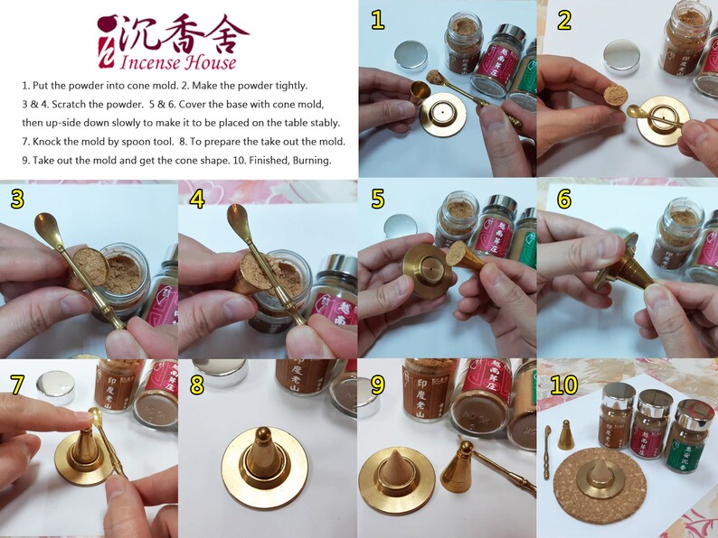 Incense Cone Tool Gift Box Brass Cone Mold Brass Spoon Etsy