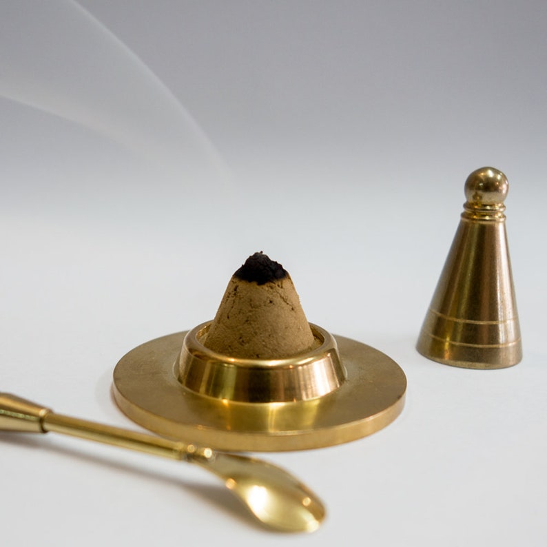 Incense Cone Tool Gift Box Brass Cone Mold Brass Spoon Etsy