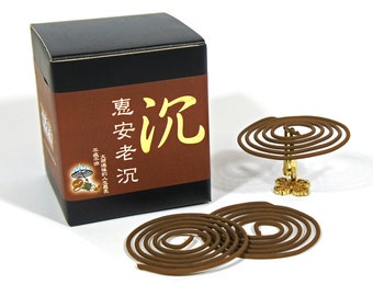 LaoChen Chen Xiang Agarwood Aloeswood Incense Coils 48pcs 3.5hrs with Incense Clip - Taiwan Incense House