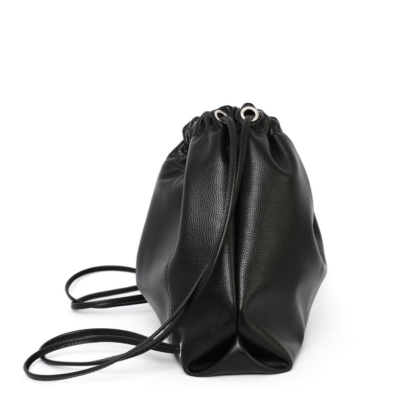 Black Leather backpack drawstring backpack leather suede rucksack school Backpack leather bag Simple backpack Large backpack leather bag