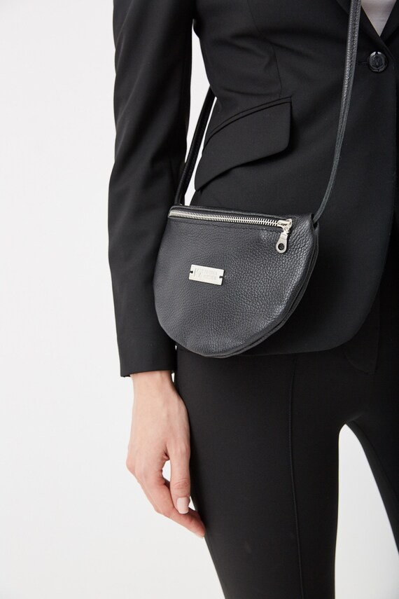 black leather and suede crossbody bag