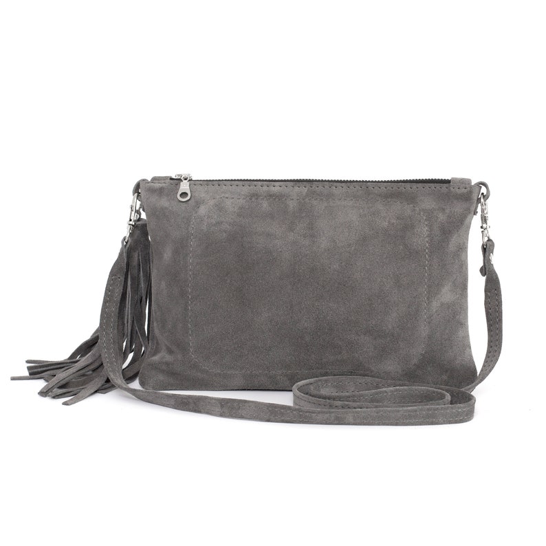 Gray suede small crossbody bag Leather Suede crossbody Gray Etsy
