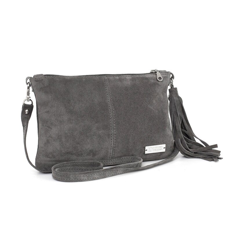 Gray suede small crossbody bag Leather Suede crossbody Gray Etsy