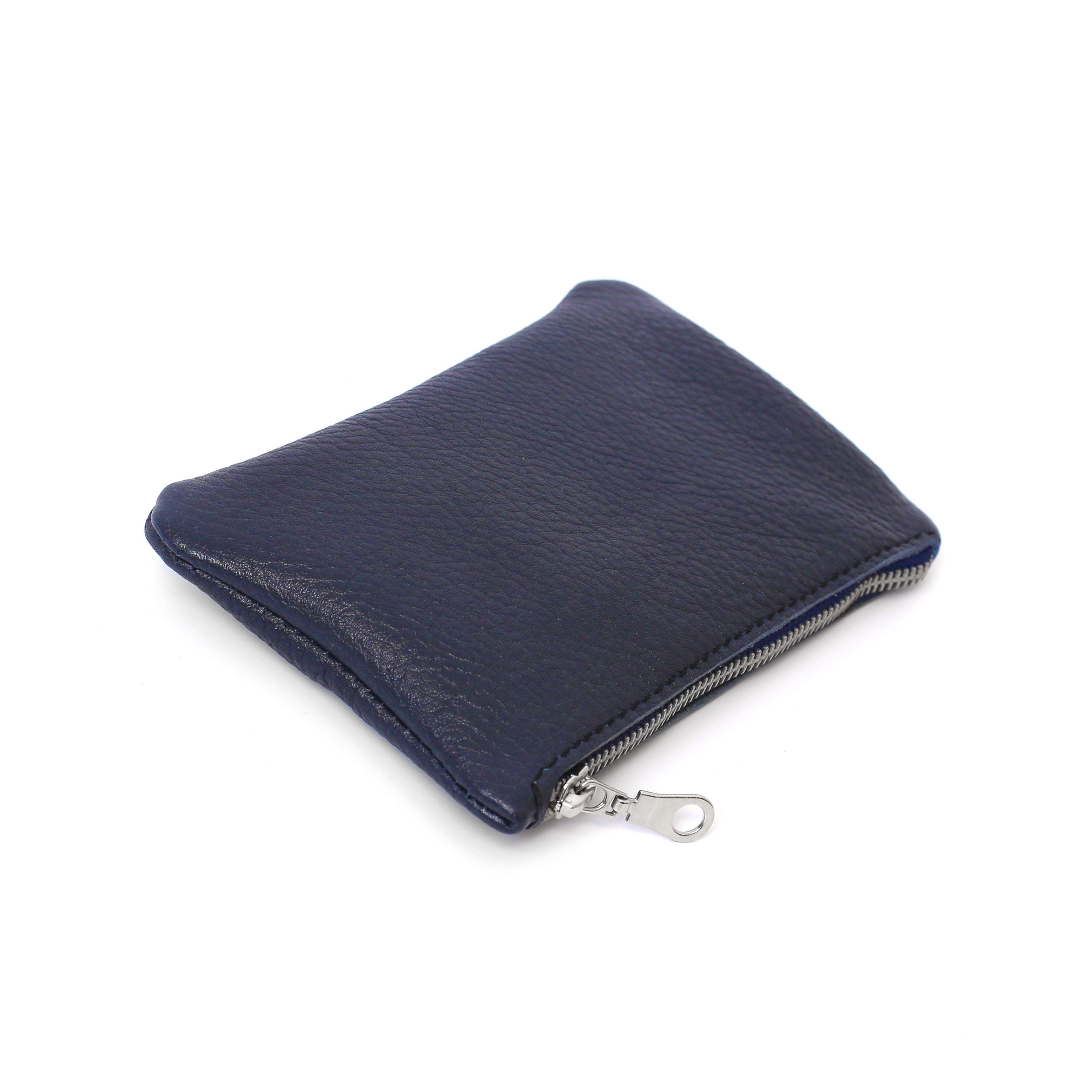 Blue Navy leather Zipped wallet Business card holder Etsy