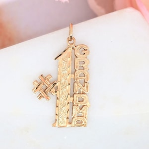 Number 1 Grandma pendant 14k gold 1.7g diamond cut charm 585 yellow gold #1 pendant vintage jewelry gift for grandma gift for her