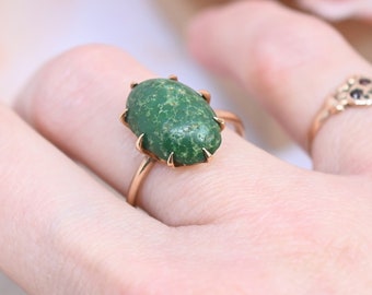 Victorian 10k Turquoise Ring, Size 5.5 / K 1/2 solitaire, Antique Claw Prong Setting