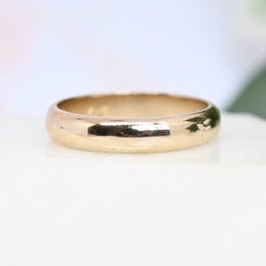 Vintage 14k gold wedding band engraved May 19 1967 size 6.5 plain polished thick yellow gold stacking ring 585 fine jewelry gift for her