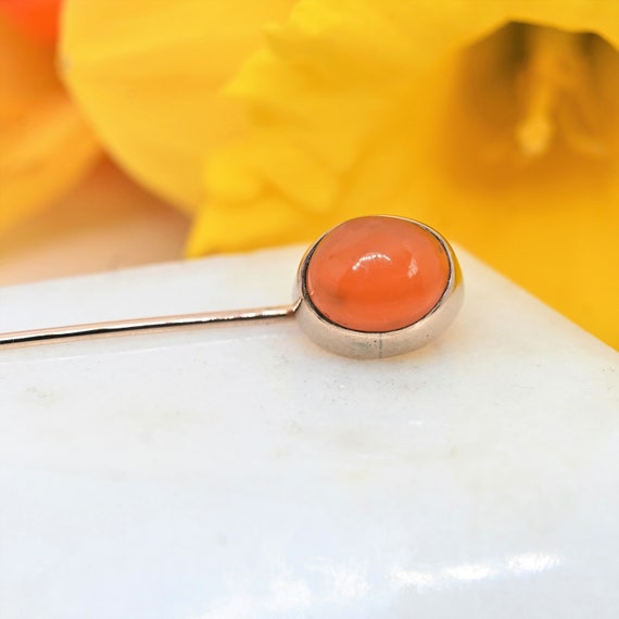 Antique Victorian fire opal stick pin 8k gold sca… - image 6