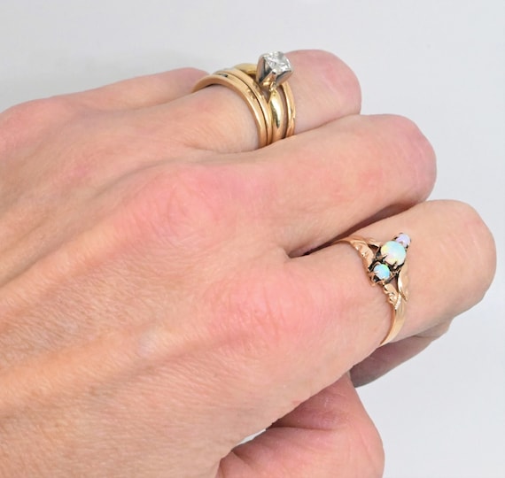 Antique opal ring Victorian era three stone bypas… - image 8