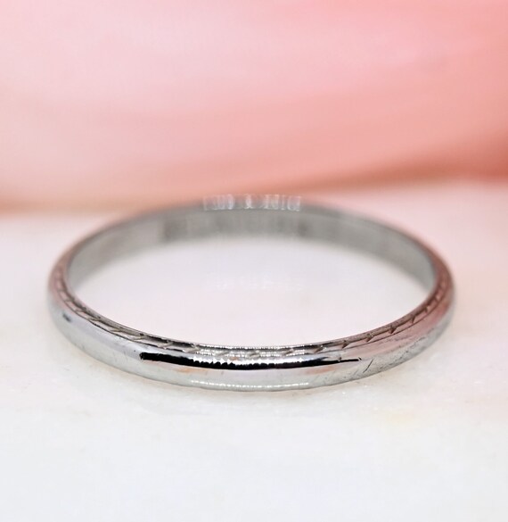 Antique BELAIS 18k wedding ring Art Deco engraved… - image 1