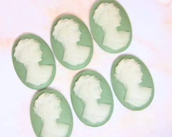 Vintage grün Cameo Lot Kunstharz Kamee Schmuck machen mint grün Schmuck basteln liefert Modeschmuck liefern