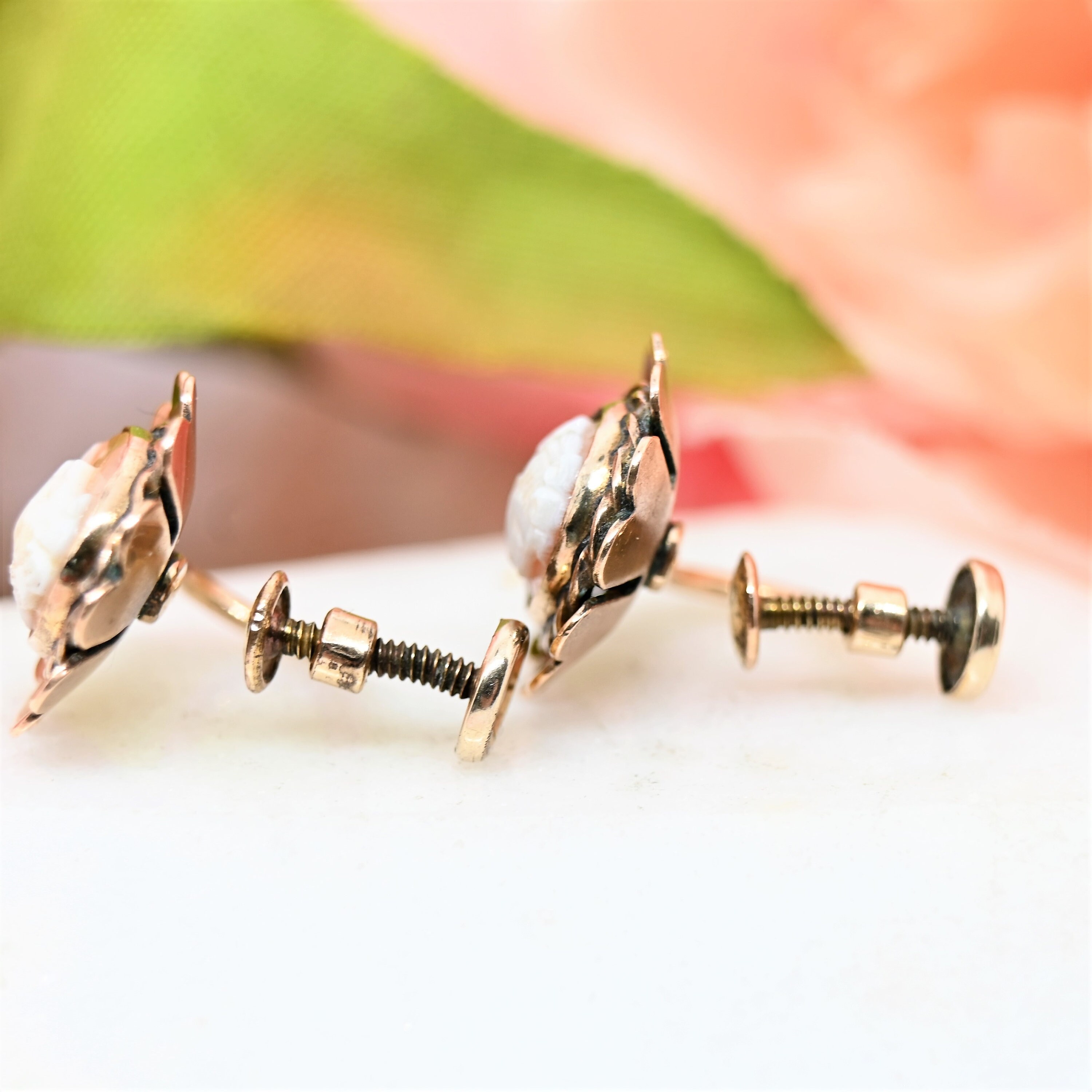 Boucles D'oreilles Camée Italie Années 1960 - Fermoir Visse Pour Oreilles Non Percées, Argent