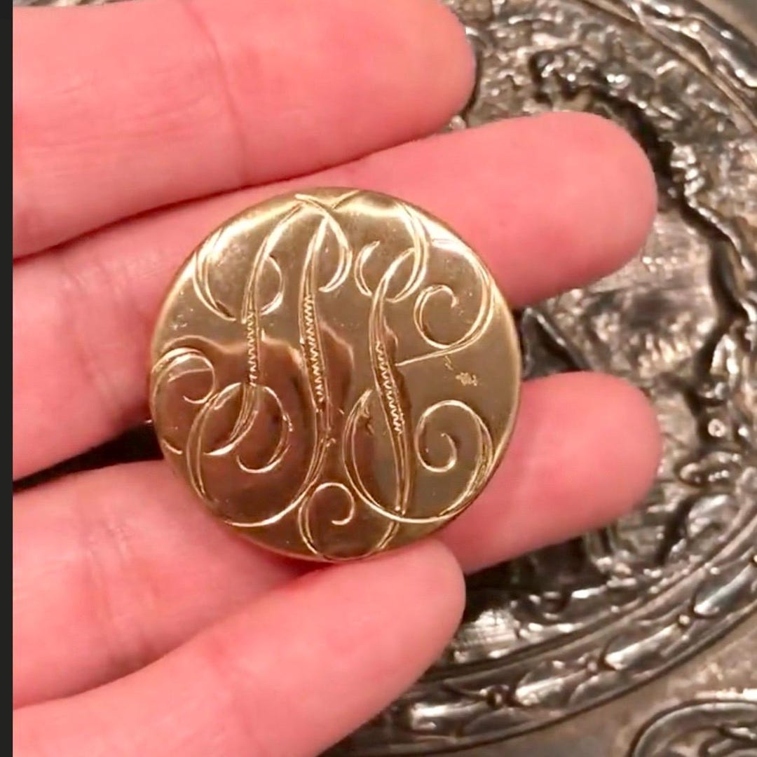 Script Brooch Antique Victorian Initial Brooch, Script Monogram, Gold Tone - Etsy
