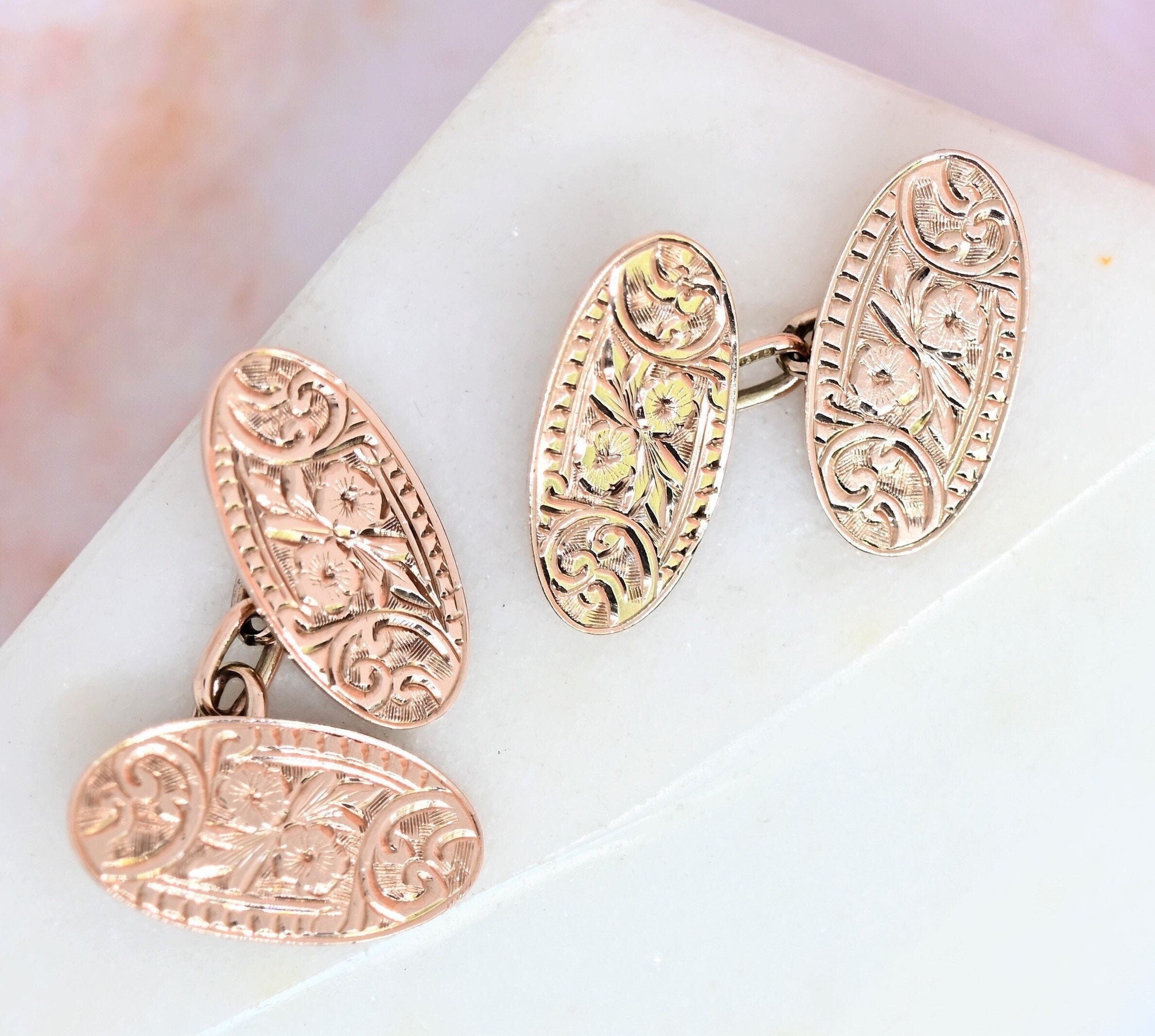 Antique rose gold cufflinks Edwardian Fully hallmarked 1901 Etsy