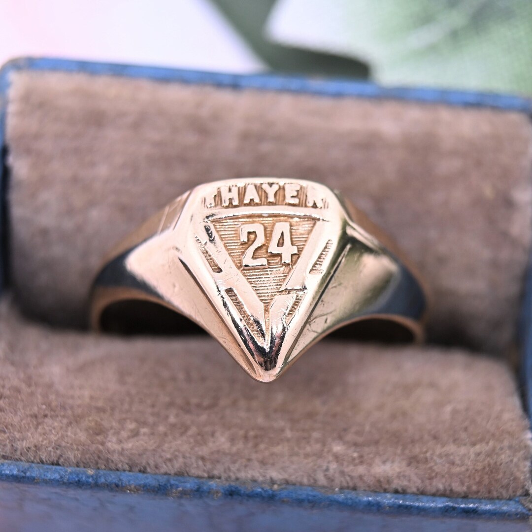 1924 Ring by JR Wood 10k Gold Art Deco Triangle Ring Thayer