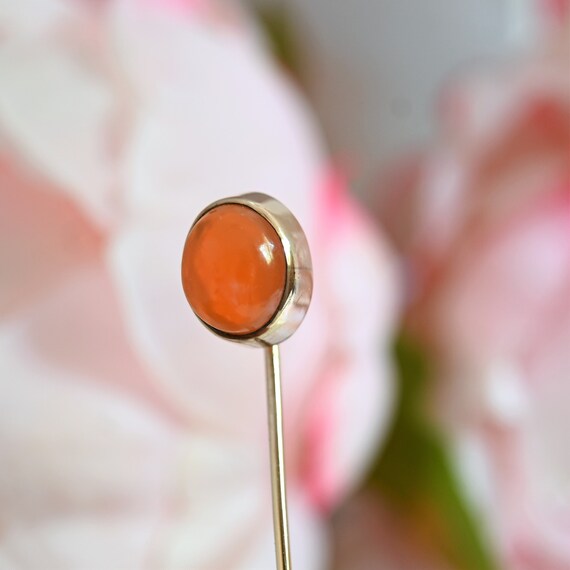 Antique Victorian fire opal stick pin 8k gold sca… - image 2