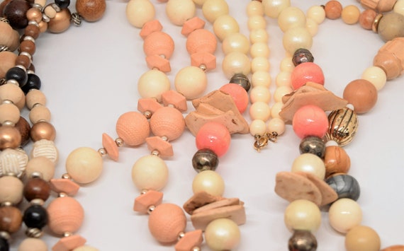 Vintage wood bead necklace collection lot of 4 ne… - image 2