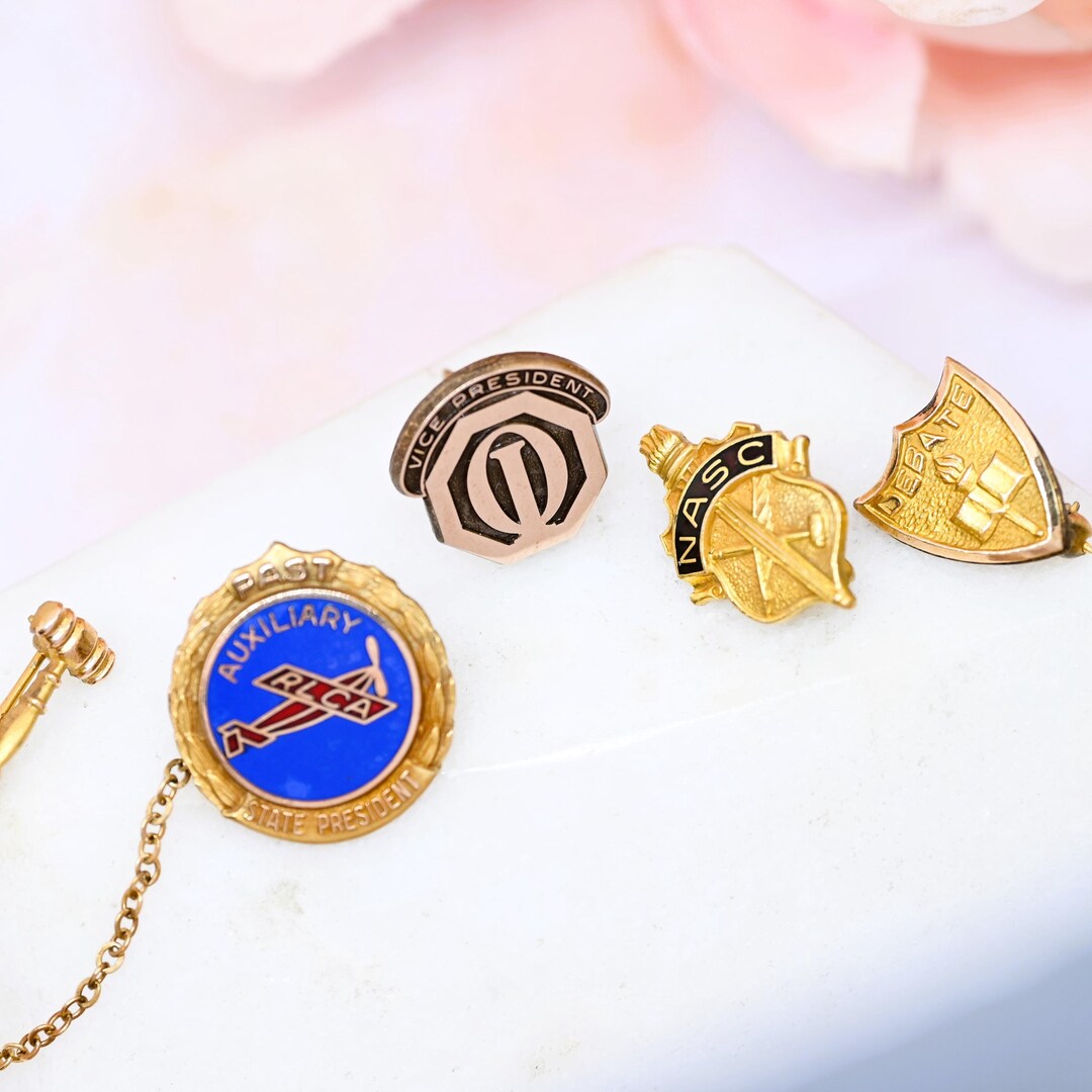Tiny Award Pins Yellow Gold Filled RLCA Omicron Iota NASC Debate ...